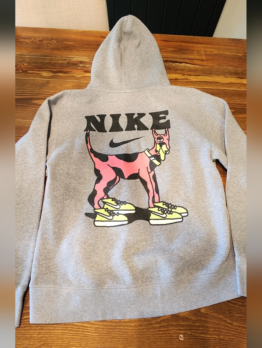 Nike SB Grey Hoodie with Graphic Pink Dog and Yellow Sneakers
